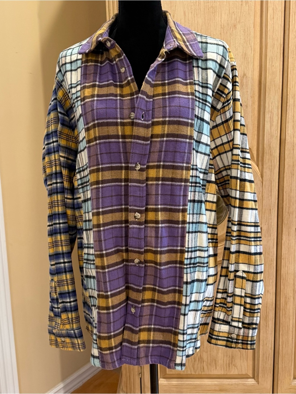 Zara Men Mix Match Patchwork Flannel Shirt – Men’s L – NWT
